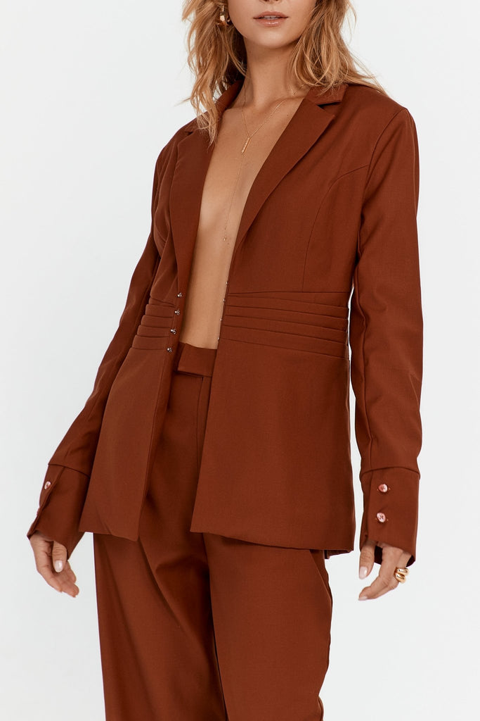 Aria Suit Blazer in Rust - Sincerely Ria