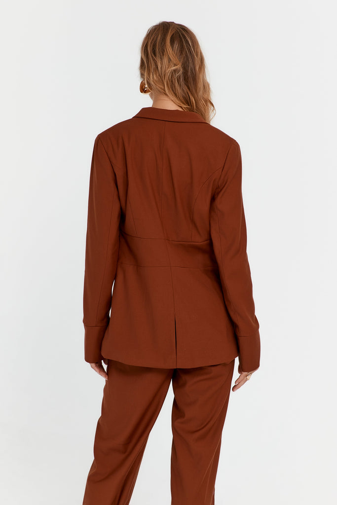 Aria Suit Blazer in Rust - Sincerely Ria
